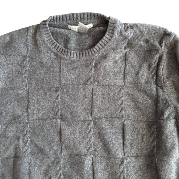 Geoffrey Beene Vintage Gray Crewneck Sweater XL 100% Cotton Knit Texture Mens Ca - Picture 2 of 4
